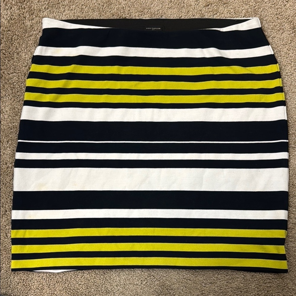 Ann Taylor Black and Green Striped Skirt